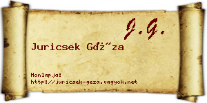 Juricsek Géza névjegykártya